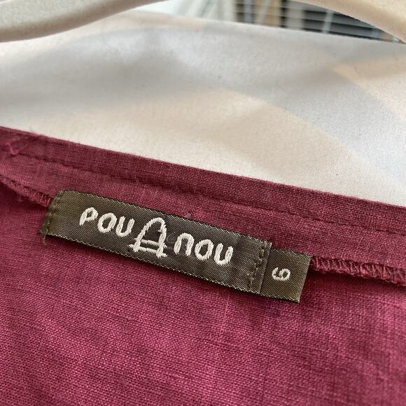 Pou Nou Women's Raspberry Linen Tunic Top Size 6 Lagenlook Scandi Coastal Bright - Picture 5 of 10